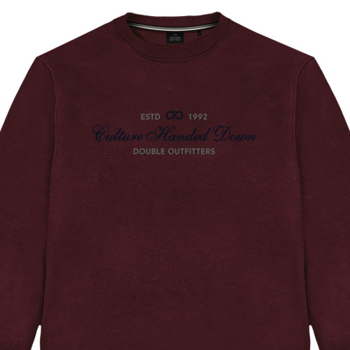 Crewneck Sweater With Chest Embroidery Wine