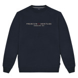 Crewneck Sweater With Chest Print Dark Blue