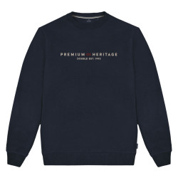 Crewneck Sweater With Chest Print Dark Blue