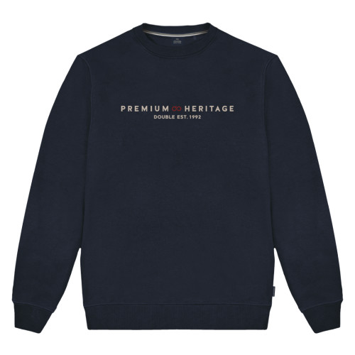 Crewneck Sweater With Chest Print Dark Blue