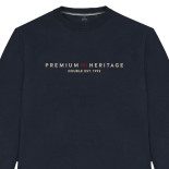Crewneck Sweater With Chest Print Dark Blue