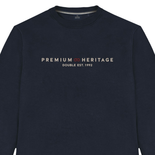 Crewneck Sweater With Chest Print Dark Blue