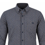 Button Down Check Shirt Navy-Tobacco