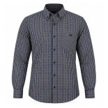 Button Down Check Shirt Navy-Tobacco