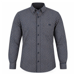 Button Down Check Shirt Navy-Tobacco