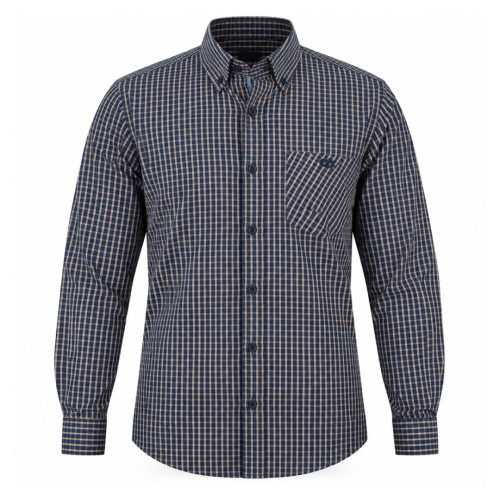 Button Down Check Shirt Navy-Tobacco