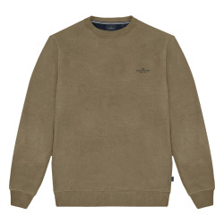 Crewneck Interlock Sweater with Chest Logo DK BEIGE