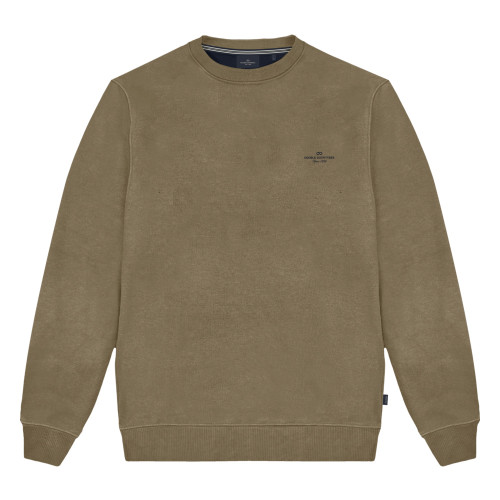 Crewneck Interlock Sweater with Chest Logo DK BEIGE