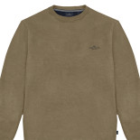 Crewneck Interlock Sweater with Chest Logo DK BEIGE