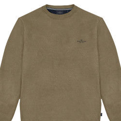 Crewneck Interlock Sweater with Chest Logo DK BEIGE