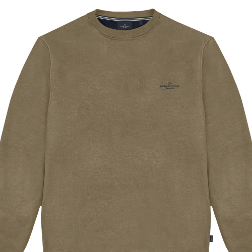 Crewneck Interlock Sweater with Chest Logo DK BEIGE