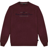 Crewneck Sweater With Chest Embroidery Wine
