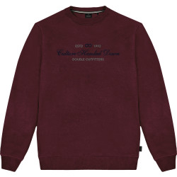 Crewneck Sweater With Chest Embroidery Wine
