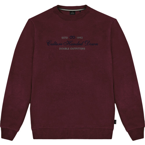 Crewneck Sweater With Chest Embroidery Wine