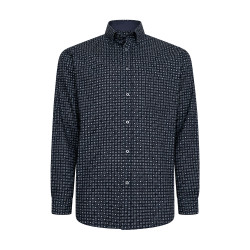 Premium Geo Floral Print Shirt BLACK