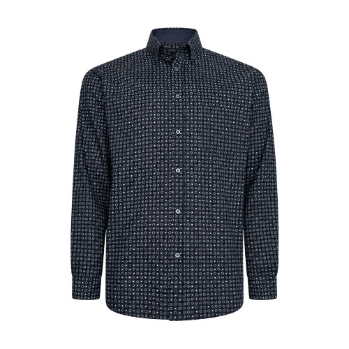 Premium Geo Floral Print Shirt BLACK