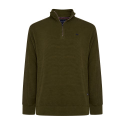 1/4 Zip tOP Self Stripe OLIVE Green