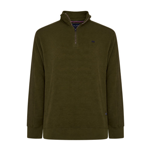 1/4 Zip tOP Self Stripe OLIVE Green