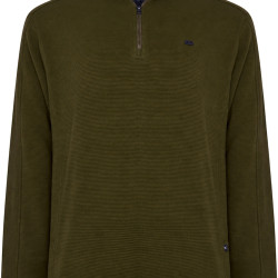 1/4 Zip tOP Self Stripe OLIVE Green