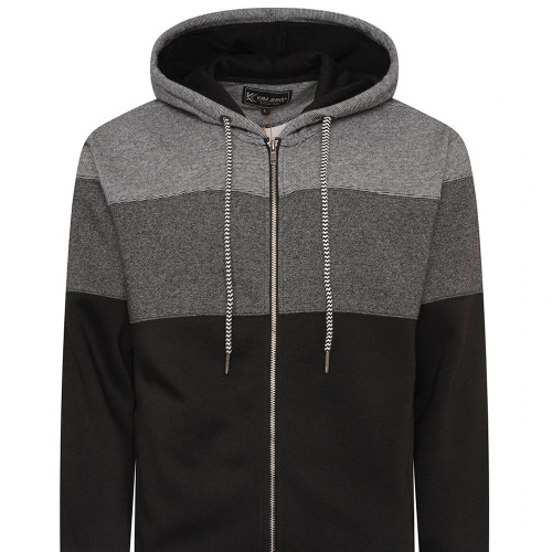 Panel Stripe Hoody BLACK-GREY