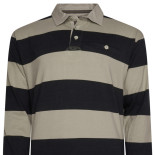 Striped Rugby Polo Shirt Black-Taupe
