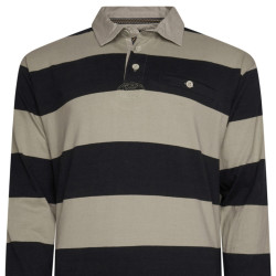 Striped Rugby Polo Shirt Black-Taupe