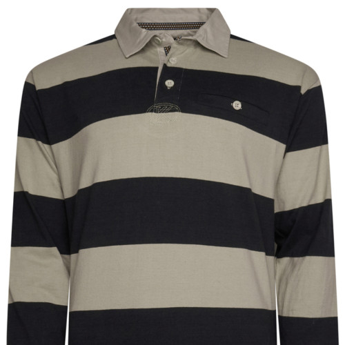 Striped Rugby Polo Shirt Black-Taupe