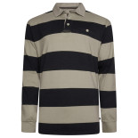 Striped Rugby Polo Shirt Black-Taupe