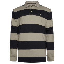Striped Rugby Polo Shirt Black-Taupe