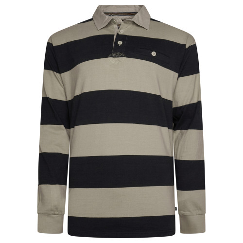 Striped Rugby Polo Shirt Black-Taupe