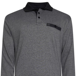 Fine Striped Smart Polo Black