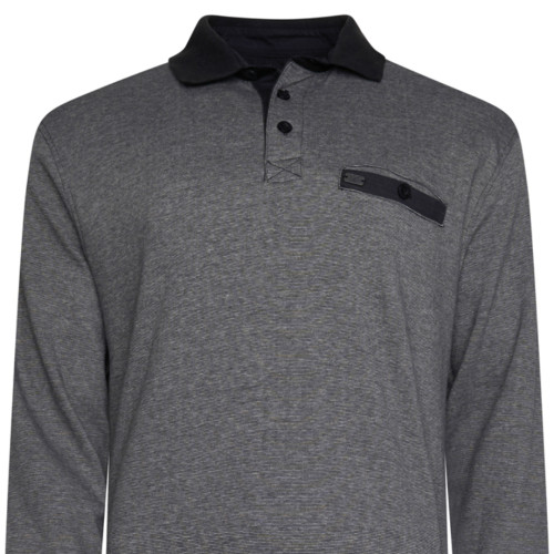 Fine Striped Smart Polo Black