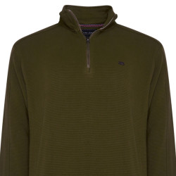 1/4 Zip tOP Self Stripe OLIVE Green
