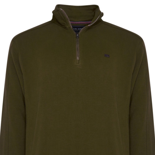 1/4 Zip tOP Self Stripe OLIVE Green