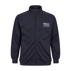 Zip Up Cardigan With Chest Embroidery  Navy Blue