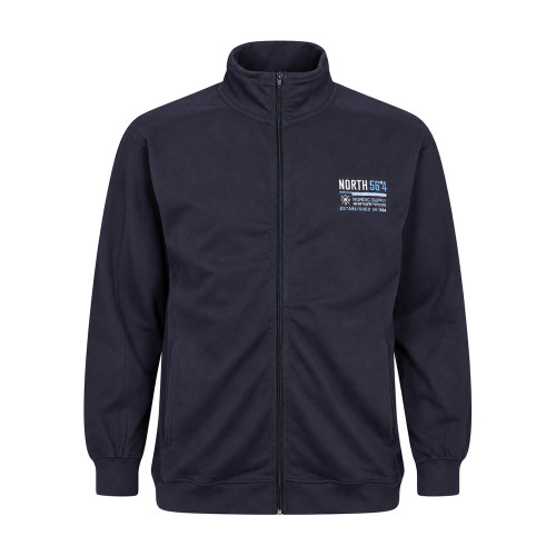 Zip Up Cardigan With Chest Embroidery  Navy Blue