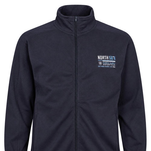 Zip Up Cardigan With Chest Embroidery  Navy Blue