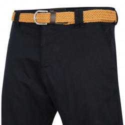 KBS3401 - Kam belted chino shorts NAVY