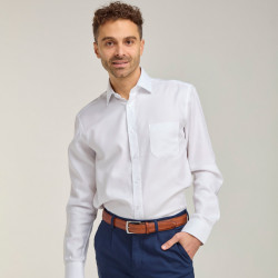 4232- Herringbone Weave Cotton Shirt WHITE