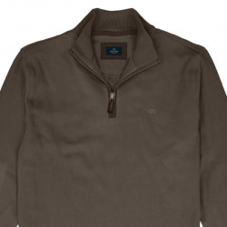 1029 Fine Knit Zip Top Taupe