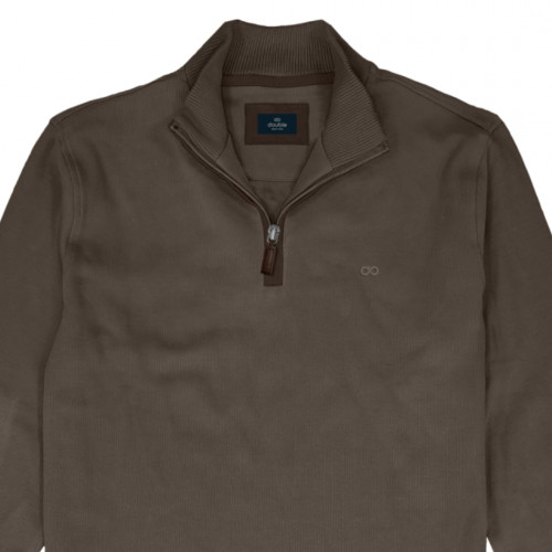 1029 Fine Knit Zip Top Taupe