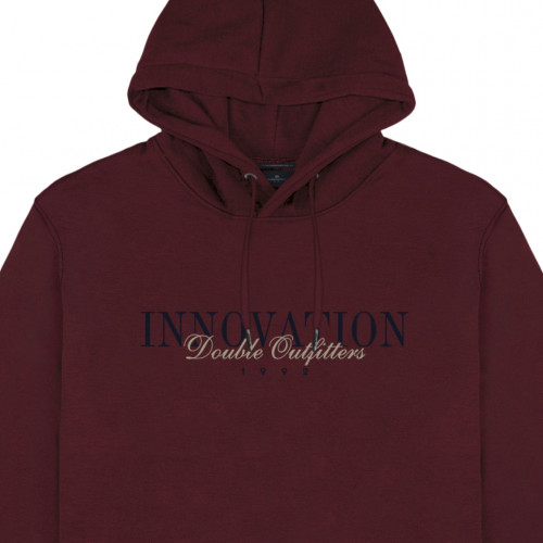 1076 Hoodie with Double Pressed Print WINE
