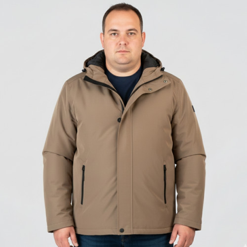 2060 - Smart Hooded Jacket Taupe (Removable Hood)