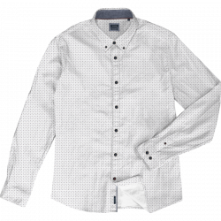 5079 Fine Printed Cotton Shirt Long Sleeve White