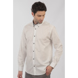 5079 Fine Printed Cotton Shirt Long Sleeve White
