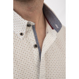 5079 Fine Printed Cotton Shirt Long Sleeve White