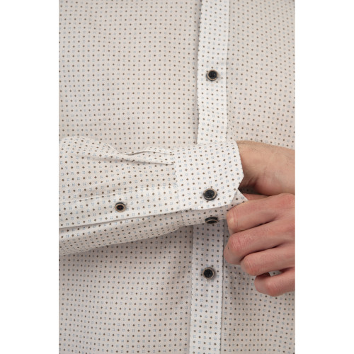 5079 Fine Printed Cotton Shirt Long Sleeve White