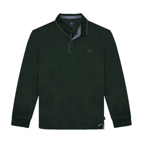 3058 Polo Pique L/S high Density Print  FOREST GREEN
