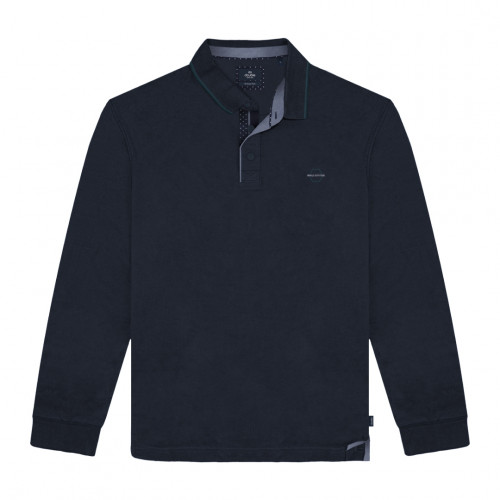 3058 Polo Pique L/S high Density Print  Navy