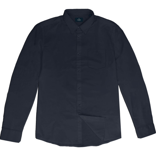 5041 - Plain button down stretchable shirt dark navy 